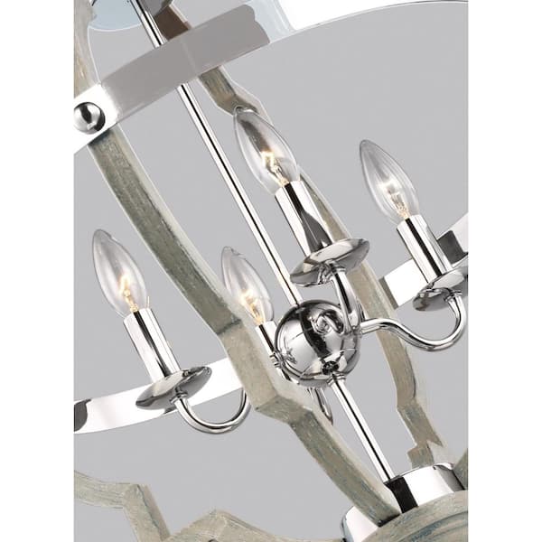 Socorro 20.875 in. W 4-Light Washed Pine Hall-Foyer Rustic Farmhouse Hanging Pendant