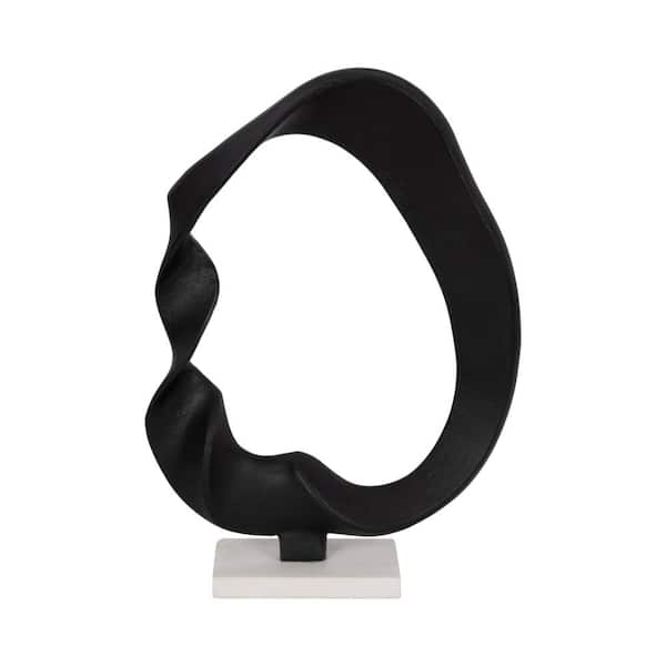 Liv & Skye Black/White 12 in. x 16 in. Metal and Marble Twisted Sculpture