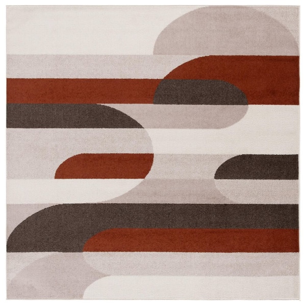 SAFAVIEH Adirondack 7 ft. x 7 ft. Beige/Rust Geometric Parallel Square Area Rug