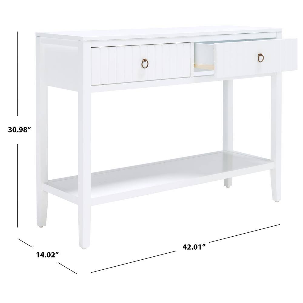 White Mahogany and Brass Hallway Table with Storage