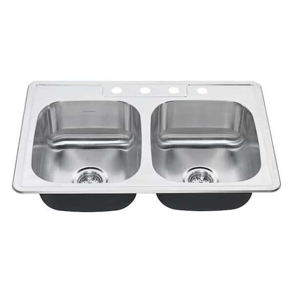 American Standard Colony Pro Drop In Stainless Steel 32 36 In 4 Hole Double Bowl Kitchen Sink Kit 22dbs 075 The Home Depot