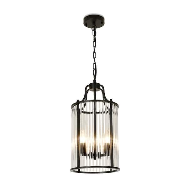 RayHome 3-Light Modern Pendant Light, 40W Matte Black with Cylinder Glass Shades for Kitchen, Living Room, and Bedroom