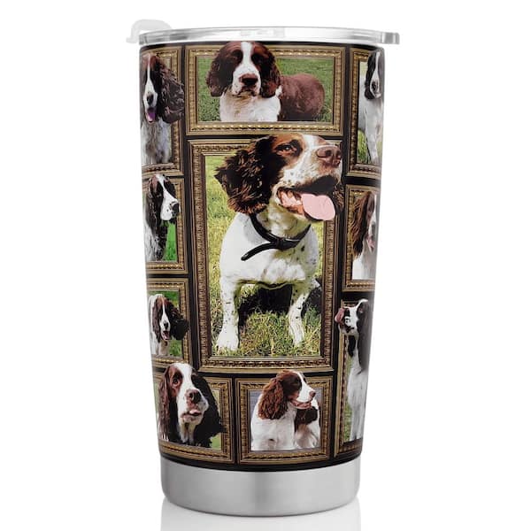20 oz English Springer Spaniel Dog Print Insulated Stainless Steel Travel Tumbler with Spill-Proof Flip