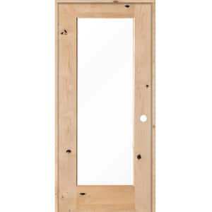 32 in. x 80 in. Rustic Knotty Alder 1-Lite with Solid Core Left-Hand Wood Single Prehung Interior Door