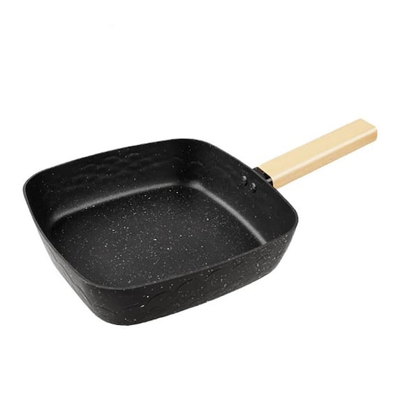 9.5 in. Square Nonstick Sauté Pan Skillet Marble Coating PFOA-Free Aluminum Wood Handle 2.5 in. Deep