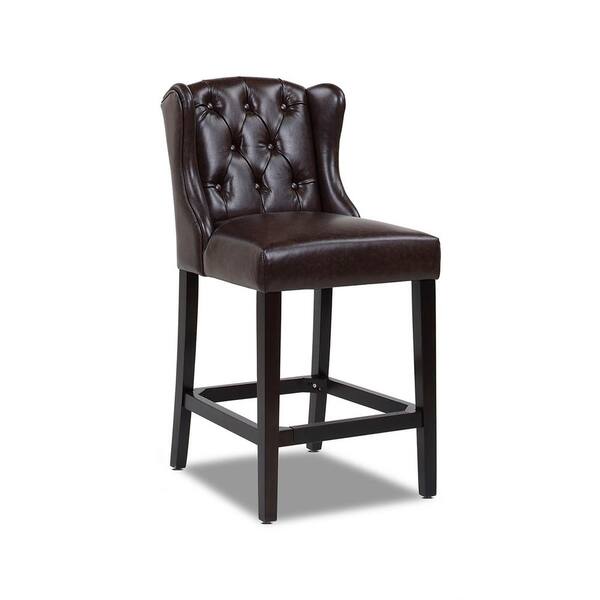Armless Wingback Tufted Counter Height, Black Leather Tufted Bar Stools