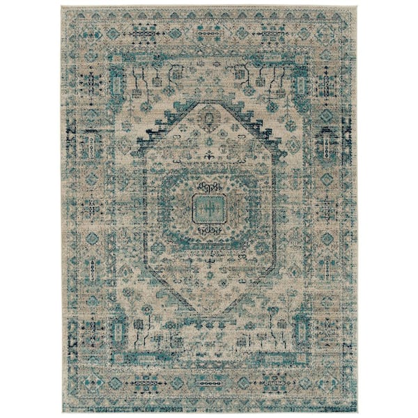 Kaleen Zuma Beach Collection Turquoise 5 ft. 3 in. x 7 ft. 3 in. Rectangle Indoor/Outdoor Area Rug