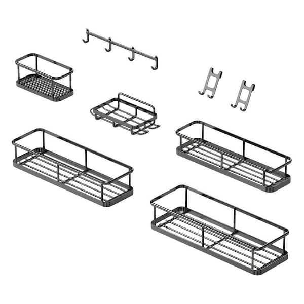 6-Pack Stainless Steel Rustproof Large Capacity Shower Organizer with Soap Holder for Inside Shower, No Drilling