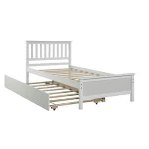FORCLOVER White Wood Frame Twin Platform Bed with 2-Drawers for Storage ...