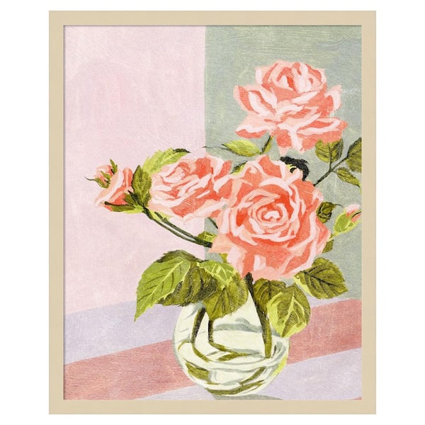 Amanti Art Douces Roses I by Melissa Wang 21 in. W x 25 in. H. Wood Framed Wall Art Print Framed in Brown