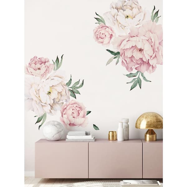 Unbranded Blushing Peonies Vinyl Wall Sticker Set of 6 Flowers Wall Mural