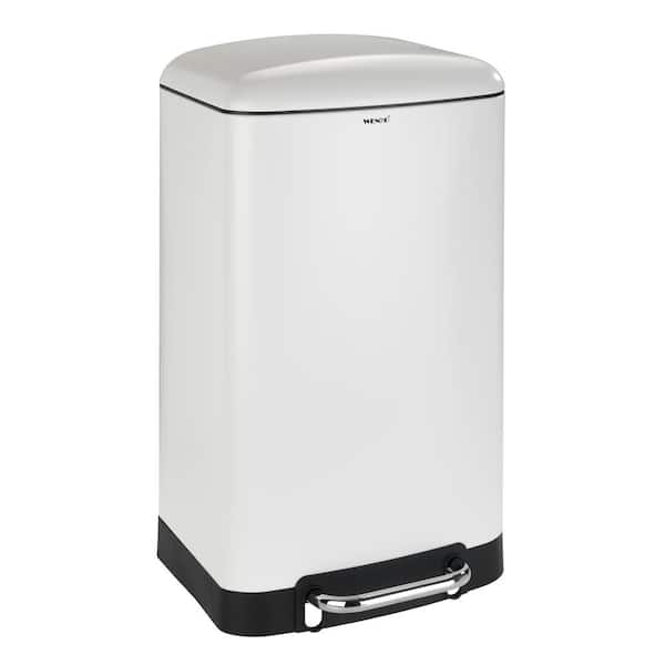 Wenko Studio 3.2 Gal. White Powder-Coated Steel Easy Close Pedal Bin ...