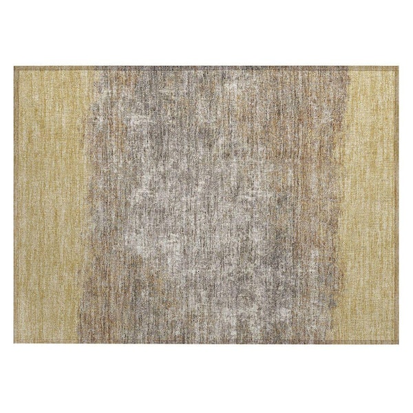 Chantille Machine Washable Indoor/Outdoor Abstract ACN2214 Gold 1 ft. 8 in. x 2 ft. 6 in. Accent Rug