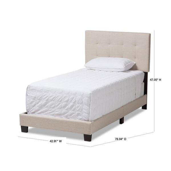 Baxton Studio Brookfield Beige Fabric Upholstered Twin Bed 28862