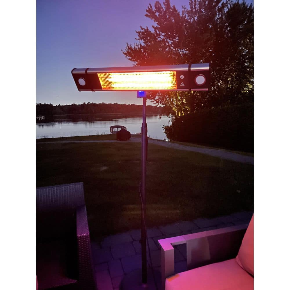 Black Adjustable Electric Outdoor Heater with LED and Remote