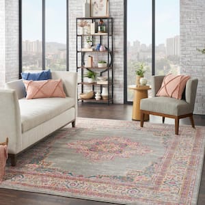 Passion Grey 8 ft. x 10 ft. Bordered Transitional Area Rug