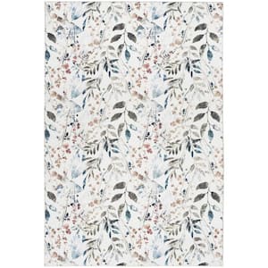 Washables Ivory Multicolor 4 ft. x 6 ft. Botanical Traditional Area Rug