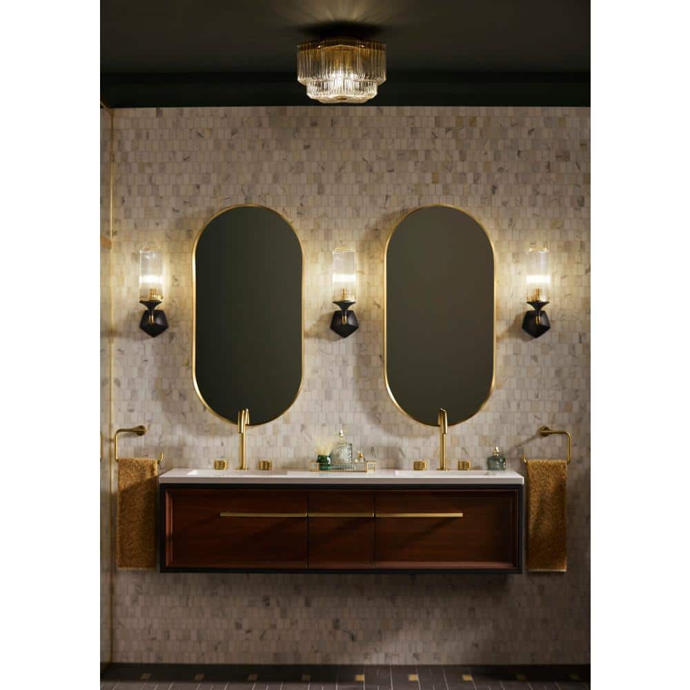 Occasion 1-Light Black with Brass Trim Wall Sconce price history on PriceWatchPro