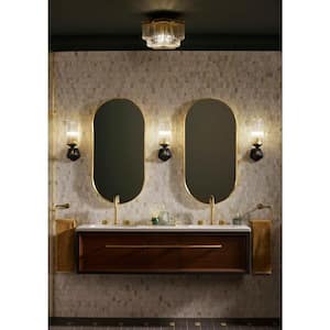 Occasion 1-Light Black with Brass Trim Wall Sconce