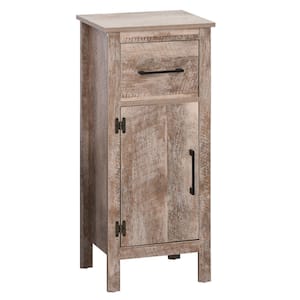 15.25 in. W x 11.75 in. D x 35.5 in. H Brown Particle Board Freestanding Linen Cabinet with Drawer and Adjustable Shelf