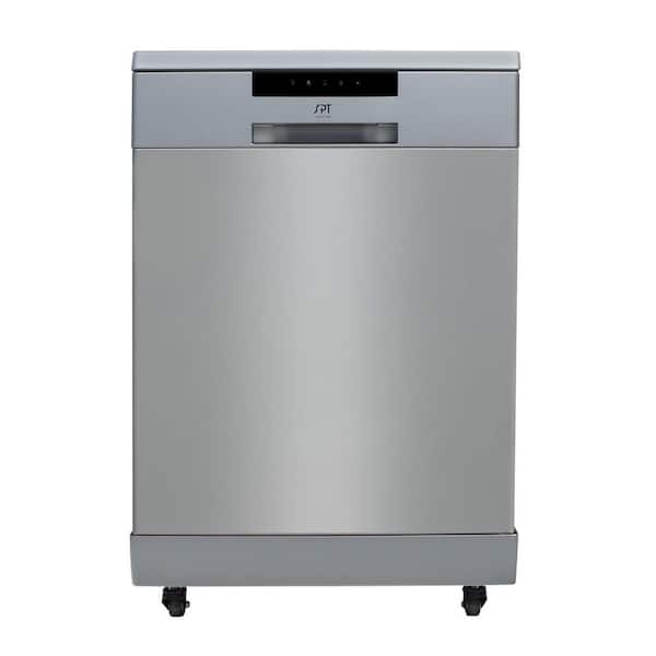 SPT 24 in. Stainless Steel Portable 120-Volt Dishwasher with 6 Cycles and 10 Place Settings Capacity