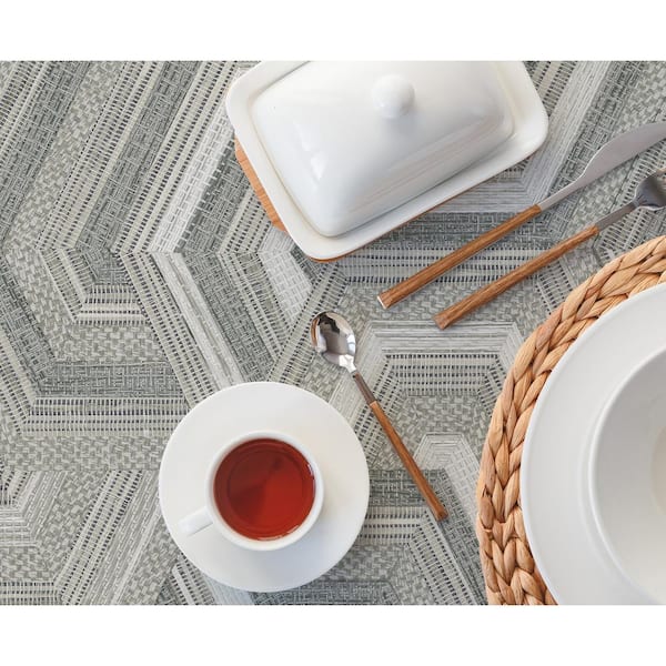 RoomMates Geo Puzzle Grey Faux Grasscloth Matte Vinyl Peel & Stick Wallpaper