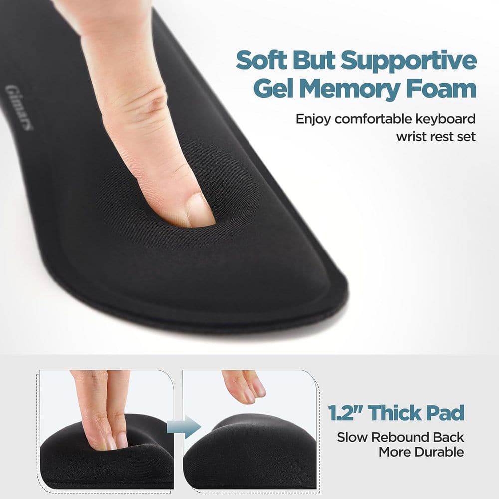 Upgrade Enlarge Silky Gel Memory Foam Wrist Rest for Keyboard and Mouse Black 3 Piece Ergonomic Pain Relief Support - Thumbnail 4