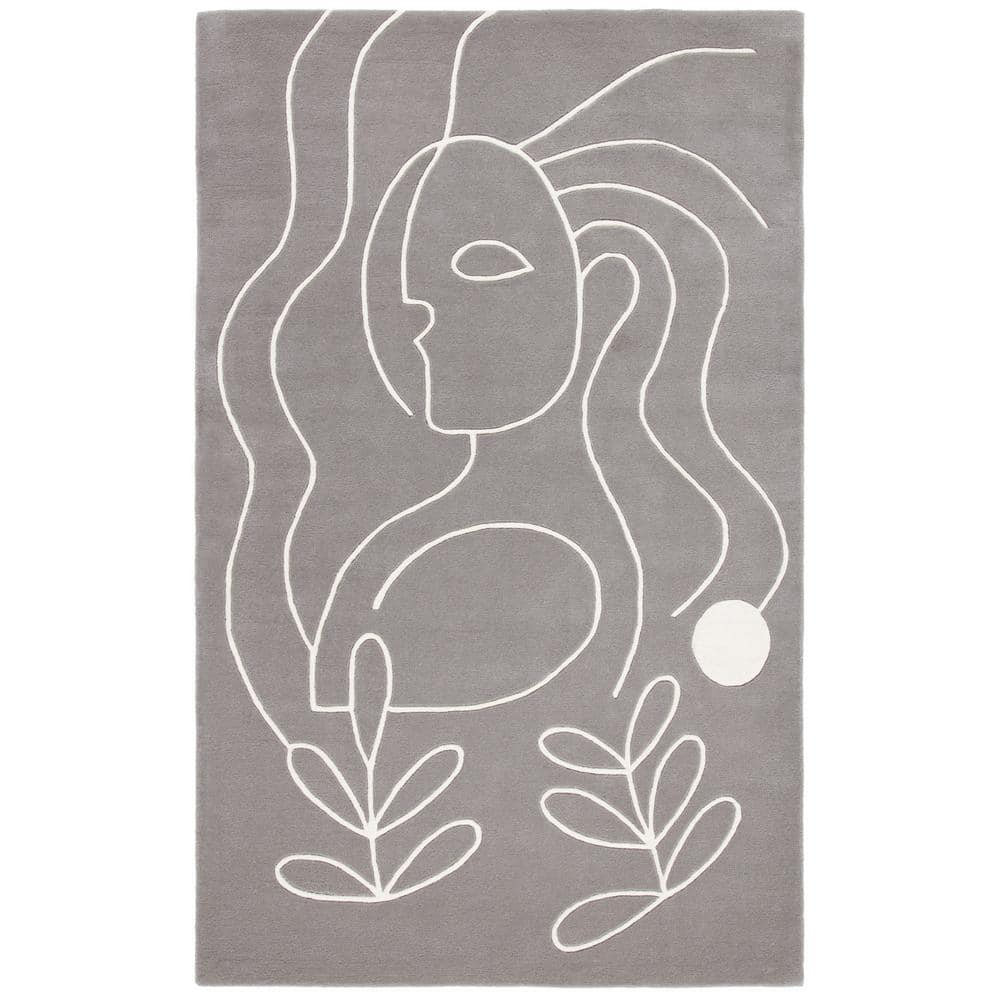 Handmade Art Deco Gray Wool 4' x 6' Tufted Area Rug