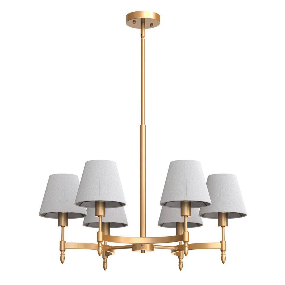 6-Light Deep Gold Tube Chandelier with Fabric Shades,E12 Bulbs, Traditional Ceiling Lighting for Dining Room,Living Room price history on PriceWatchPro