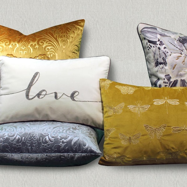 Gold and sales silver decorative pillows