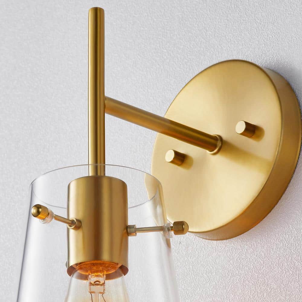 Kawoti Dimmable Brass and Gold Outdoor Wall Sconce, 13" Height