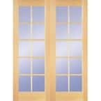 48 in. x 80 in. 10-Lite Clear Wood Pine Prehung Interior French Door