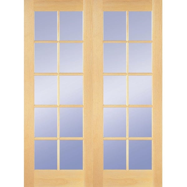 Builders Choice 48 in. x 80 in. 10-Lite Clear Wood Pine Prehung Interior French Door