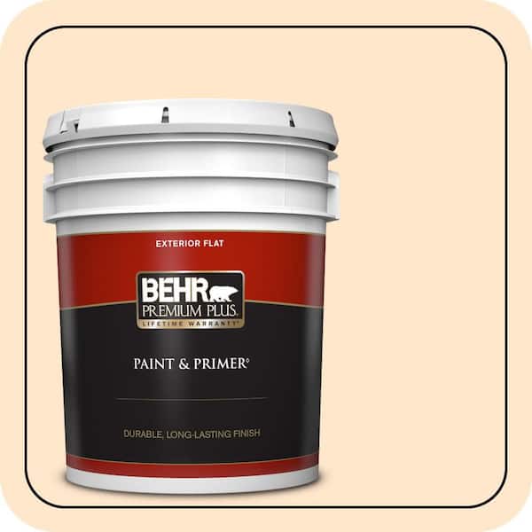 BEHR PREMIUM PLUS 5 gal. #310C-1 Kansas Grain Flat Exterior Paint & Primer