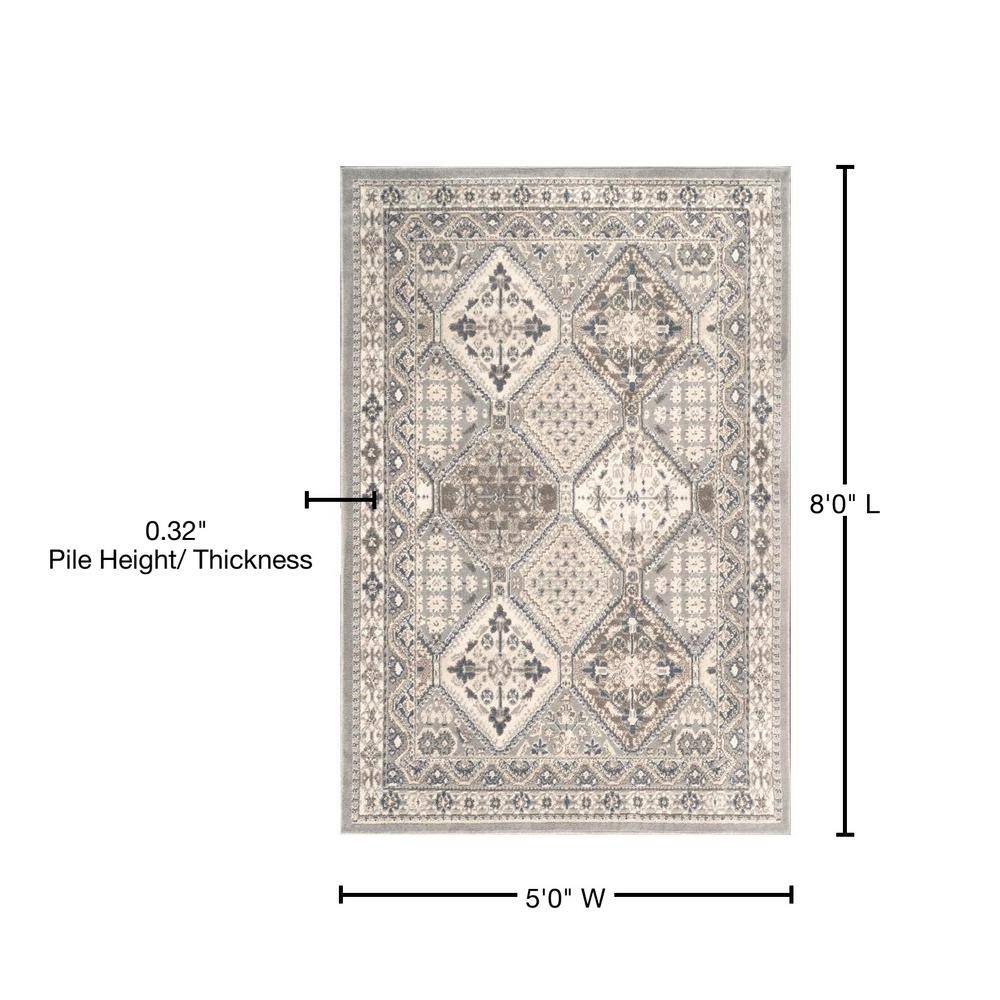 Becca Taupe and Gray Synthetic Traditional 5' x 8' Area Rug