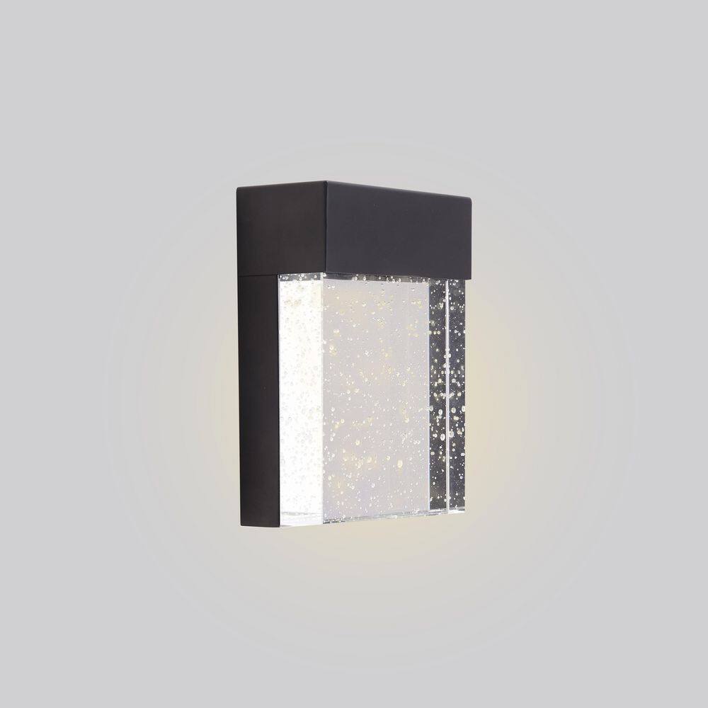 Venecia Matte Black LED Outdoor Wall Light with Clear Seeded Glass