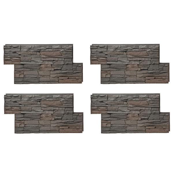 GenStone Stacked Stone 24 in. x 42 in. Coffee Faux Stone Siding Panel (4-Pack)
