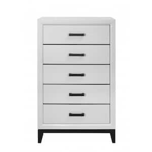 Victoria White 5 Drawers 31.1 in Chest of Drawers