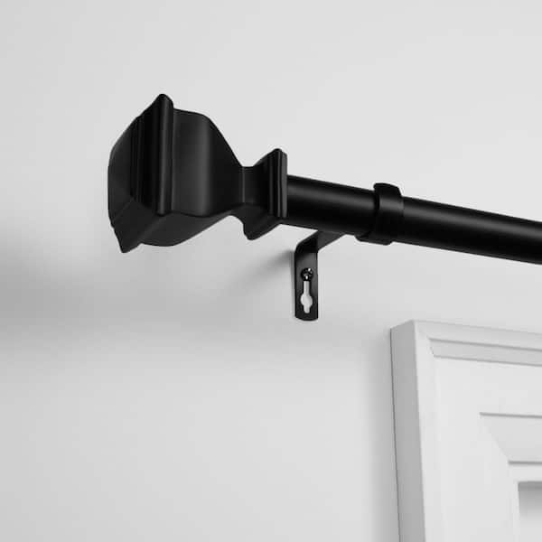 Napoleon Indoor 84 in. - 160 in. Adjustable 1 in. Dia Single Curtain Rod Kit in Matte Black with Finial