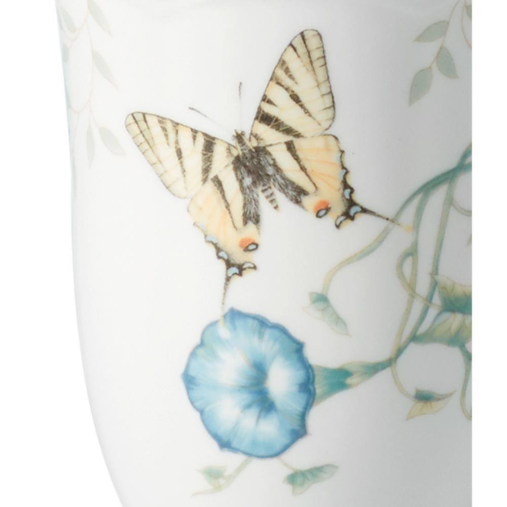White Ceramic Butterfly Floral Spring Mug Set, 4-Piece