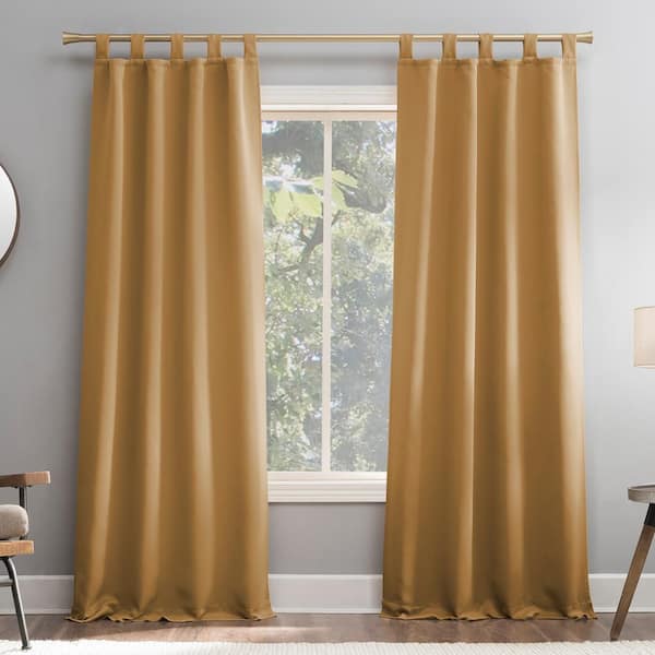 Gavin Energy Saving Gold Polyester 40 in. W x 84 in. L Tab Top Blackout Curtain (Single Panel)