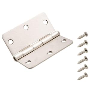 3 in. x 1/4 in. Radius Satin Nickel Door Hinge