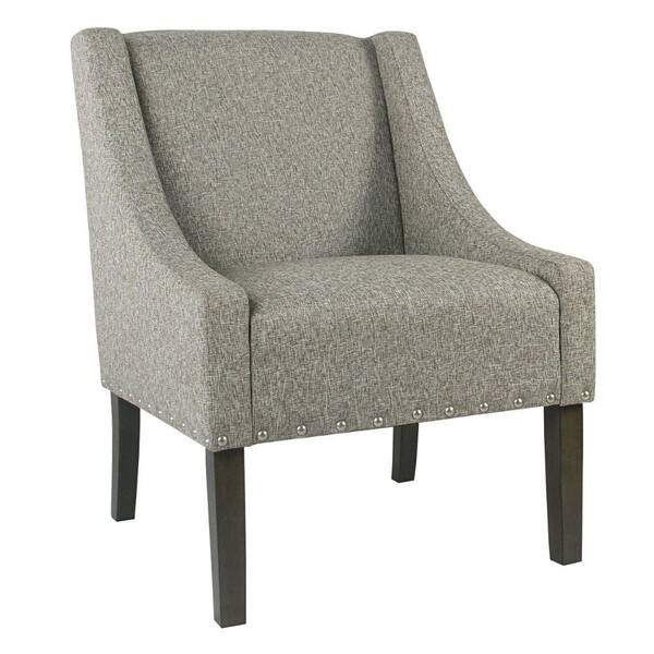 Benjara Gray and Brown Fabric Accent Chair with Swooping Arms BM194077 ...