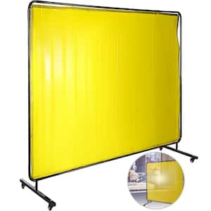 8 ft. x 6 ft. Welding Protection Screen w/Frame Welding Curtain w/4 Wheel Flame-Resistant Vinyl Light-Proof in Yellow