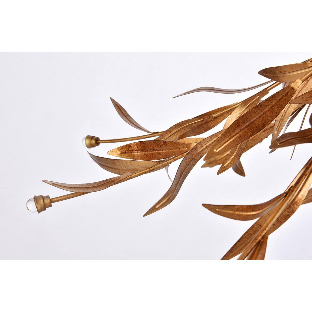 Priscilla Gold Leaf 23" Crystal Bead Semi-Flush Mount Light