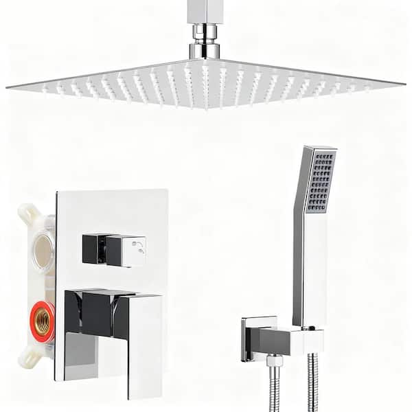 Single Handle 2-Spray Shower Faucet 1.8 GPM with Pressure Balance, Thermostatic, Anti-Scald in Polished Chrome