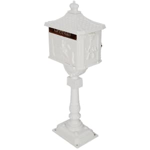 White Cast Aluminum Mail Box, Outdoor Patio Garden Decor Postal Box