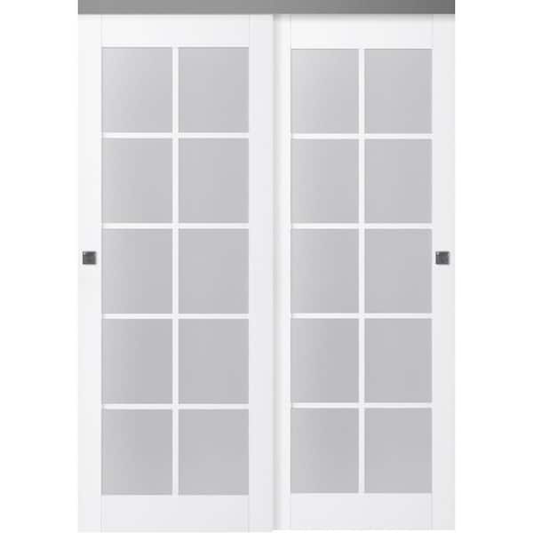 Belldinni Paola 10-Lite 56 in. x 80 in. Bianco Noble Finished Wood Composite Bypass Sliding Door