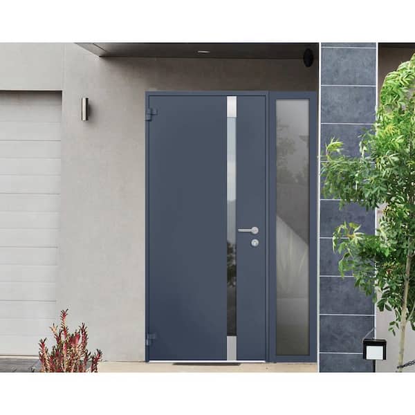 VDOMDOORS 52 in. x 80 in. Left-Hand/Outswing Tinted Glass Gray
