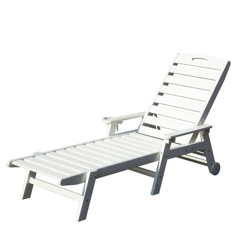 White HDPE Outdoor Lounge Chair with Reclining Backrest for Patio, Garden, Backyard price history on PriceWatchPro